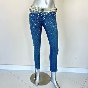 Gizia women jeans capris with Swarovski crystals size XS